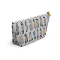 Stamped Leaves Accessory Pouch w T-bottom in Black